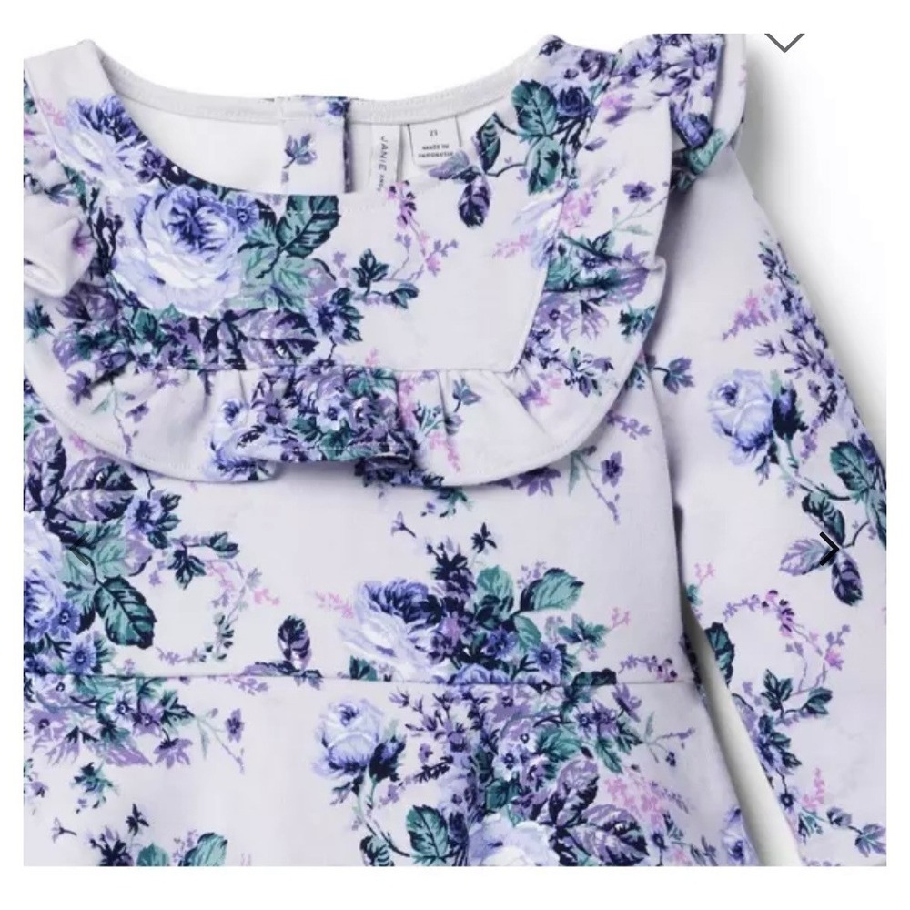 Janie and Jack Lilac Floral Ponte Dress Girls Size 10 NEW with Tags Long Sleeve - Picture 5 of 5
